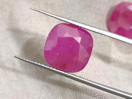 15.02ct Matched African Ruby Pair Natural Unheated Purplis Red Cushion Cut Loose Gemstone