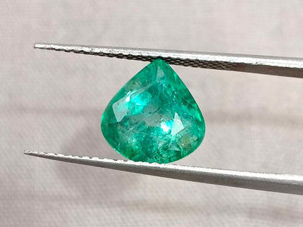 2.44ct Natural Emerald SGL Certified Pear Cut Sparkling Medium Deep Green Gemstone