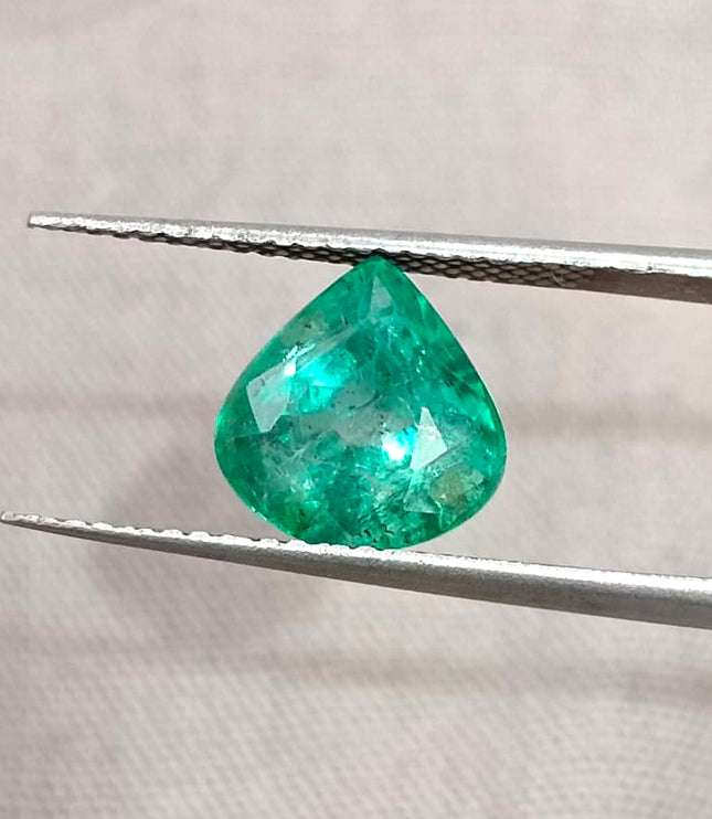2.44ct Natural Emerald SGL Certified Pear Cut Sparkling Medium Deep Green Gemstone