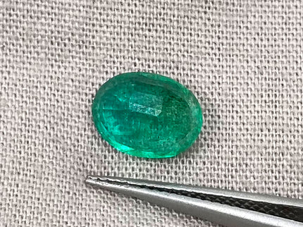 Zambian Emerald 1.92ct Certified Natural Deep Vibrant Green Oval Cut Loose Gemstone