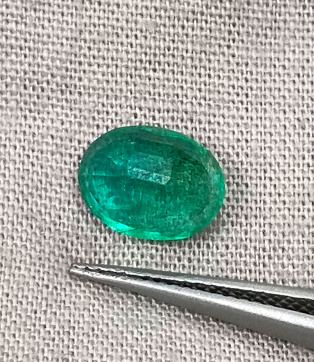 Zambian Emerald 1.92ct Certified Natural Deep Vibrant Green Oval Cut Loose Gemstone