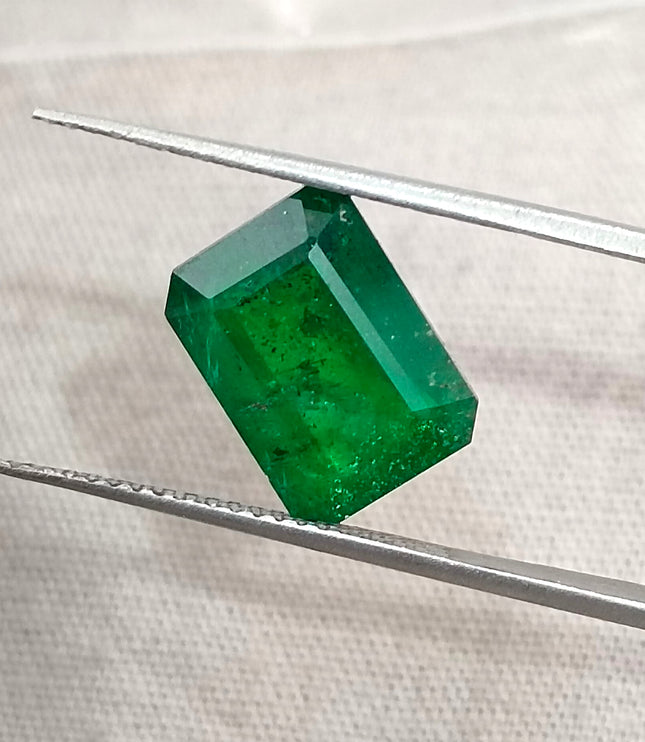 4.04ct Emerald Natural GSI Certified Pure Dark Green Octagon Cut Gemstone