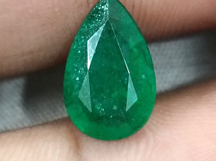 Zambian Emerald 3.05ct Natural Certified Deep Velvet Green Pear Cut Gemstone