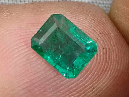Zambian Emerald 1.27ct Quality Deep green Natural Emerald Cut Gemstone