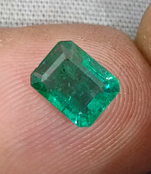Zambian Emerald 1.27ct Quality Deep green Natural Emerald Cut Gemstone