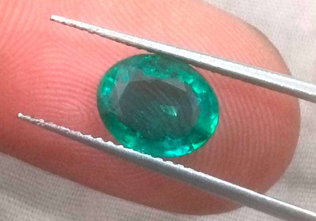 1.70ct GSI Certified Medium Deep Green Zambian Emerald Minor Oiled Loose Gemstone