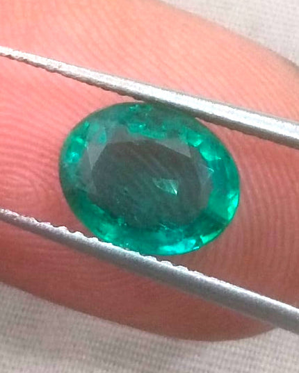 1.70ct GSI Certified Medium Deep Green Zambian Emerald Minor Oiled Loose Gemstone
