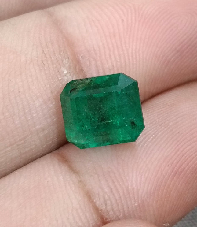 Zambian Emerald 4.77ct Natural Medium Deep Mystic Green Octagon Cut Loose Gemstone