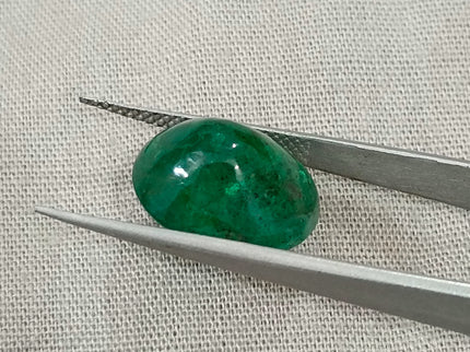 7.15ct Cabochon Cut Vivid Deep Green Natural Zambian Emerald Minor Oiled Loose Gemstone