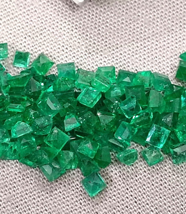 13.65ct Natural Panjshir Emerald Lot Calibrated Deep Vivid Green Princess Cut Gemstone