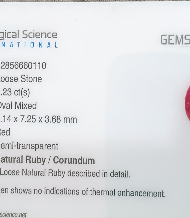 GSI Certified 2.23ct Mozambique Ruby, Natural untreated Gemstone