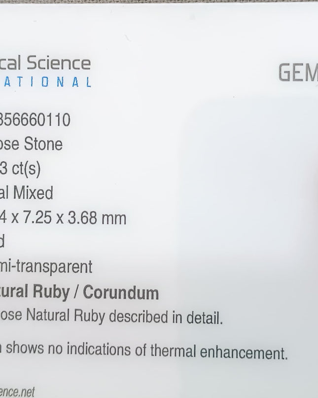 GSI Certified 2.23ct Mozambique Ruby, Natural untreated Gemstone