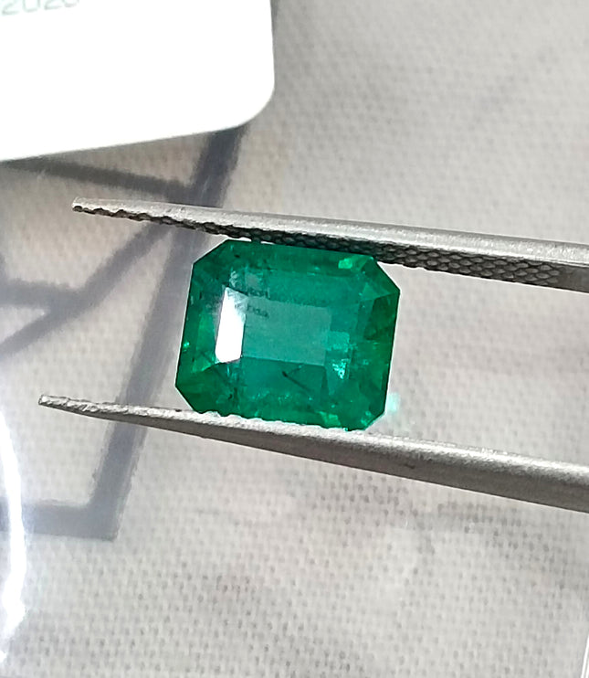 2.41ct Natural Emerald Vivid Green GSI Certified Octagon Cut Gemstone