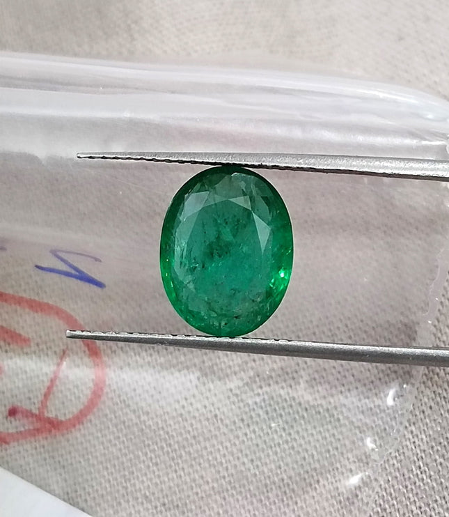 2.81ct Natural Emerald SGL Certified Zambian Deep Pure Green Oval Cut Gemstone