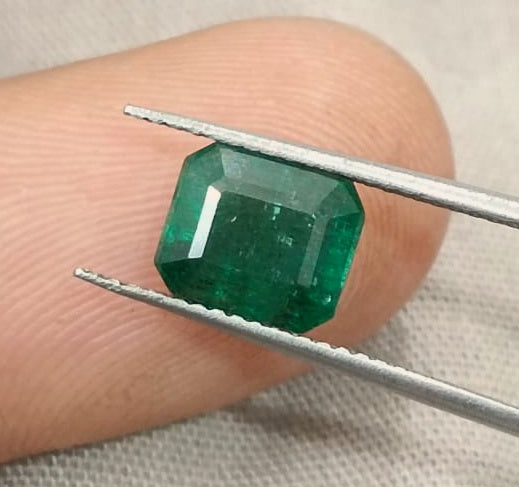 2.22ct Zambian Emerald, Dark Green Octagon Cut Certified Natural Loose Gemstone