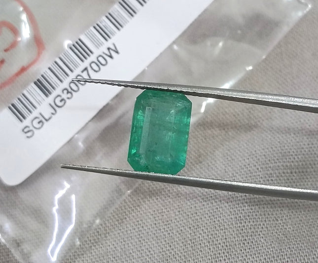 Russian Emerald 2.71ct Sea Green SGL Certified Octagon Cut Minor Oil Gemstone