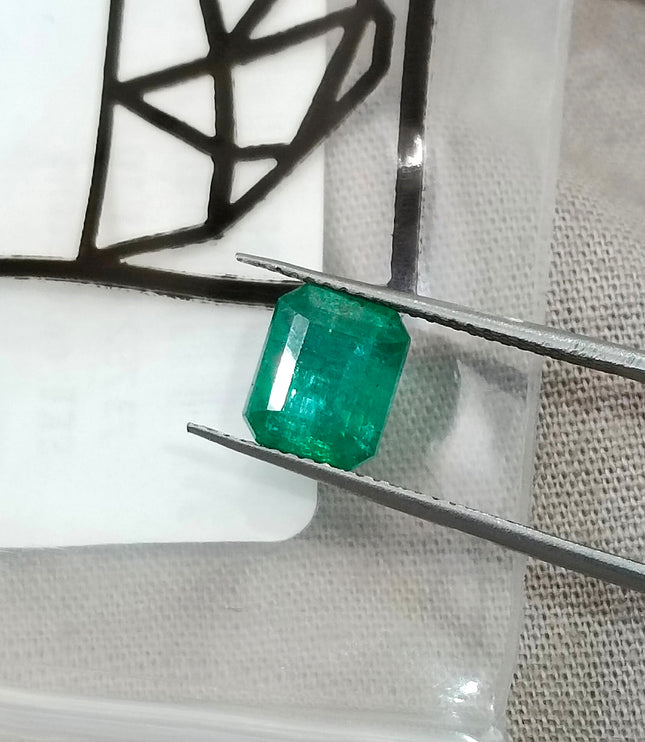 Zambian Emerald 1.97ct Certified Natural Medium Deep Green Octagon Cut Gemstone
