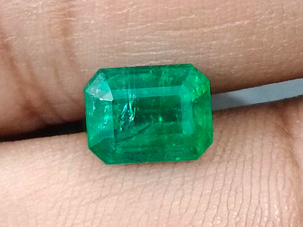 Vivid Deep Green 1.96ct Natural Zambian Emerald Certified Octagon Cut Gemstone