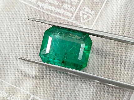 Zambian Emerald 3.32ct Medium Deep Green Certified Octagon Cut Natural Gemstone