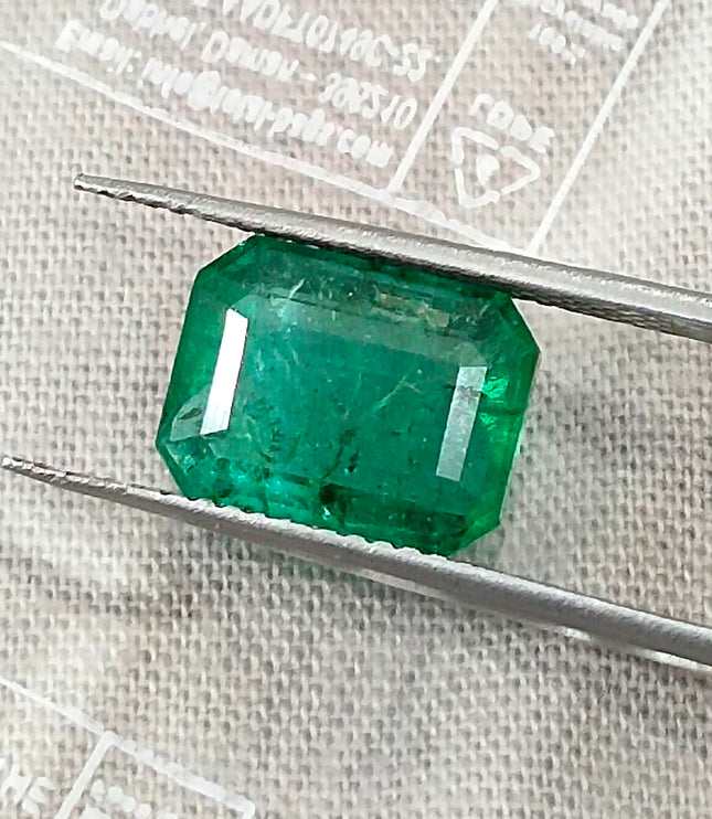 Zambian Emerald 3.32ct Medium Deep Green Certified Octagon Cut Natural Gemstone