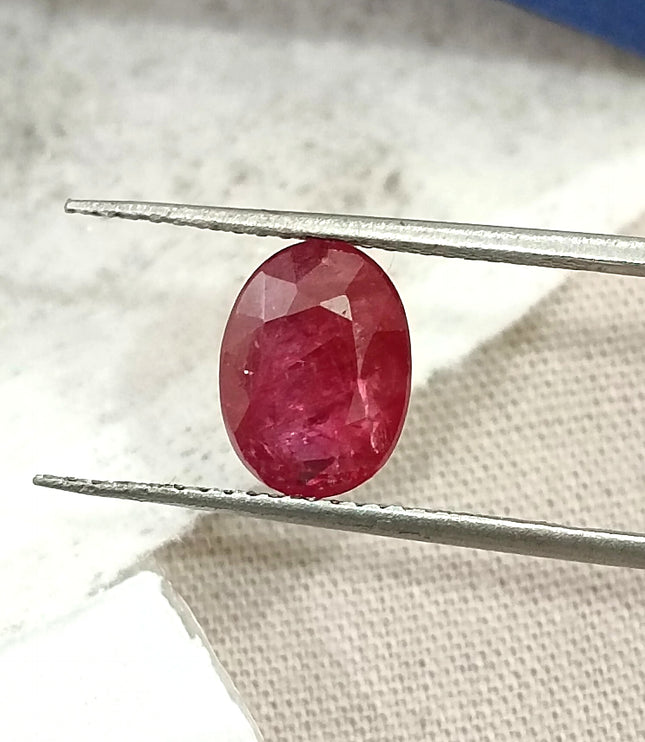 1.74ct Unheated Mozambique Ruby SGL Certified Wine Red Oval Cut Loose Gemstone