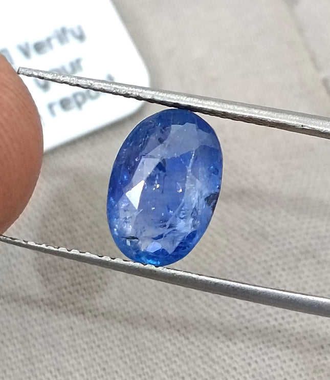 Blue Sapphire 2.86ct Natural GSI Certified Medium Color Sri Lanka Oval Cut Loose Gemstone H