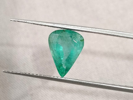 2.00ct Emerald Natural Pastel Green Pear Cut Zambian Loose Minor