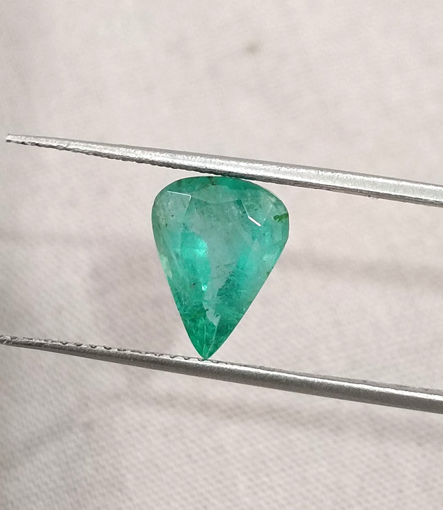 2.00ct Emerald Natural Pastel Green Pear Cut Zambian Loose Minor