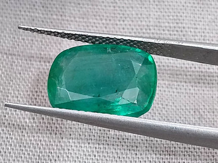 5.35ct Emerald Natural Certified Deep Pure Green Cushion Cut Stone