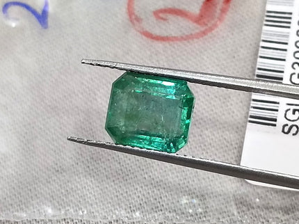 2.60ct Natural Emerald Medium Green SGL Certified Octagon Cut Loose Gemstone