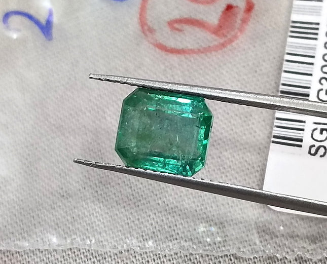 2.60ct Natural Emerald Medium Green SGL Certified Octagon Cut Loose Gemstone