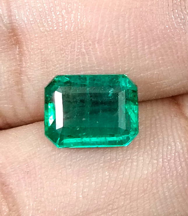 Zambian Emerald 3.52ct Certified Natural Bright Metal Green Octagon Cut Gemstone