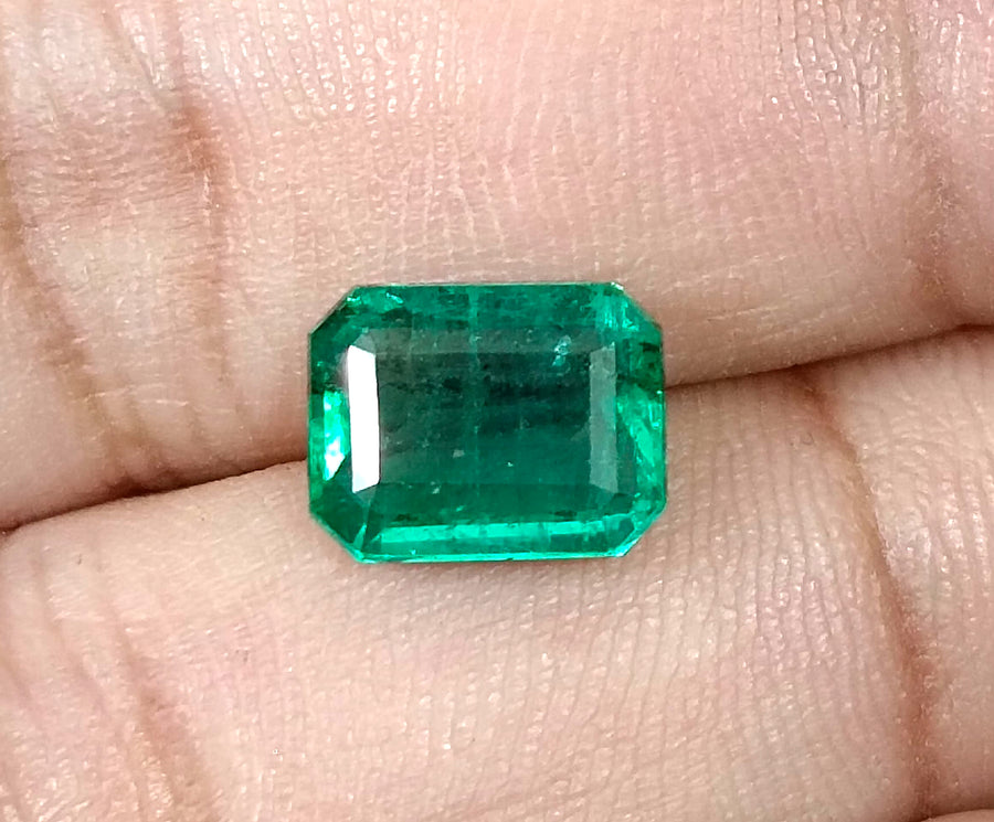 Zambian Emerald 3.52ct Certified Natural Bright Metal Green Octagon Cut Gemstone