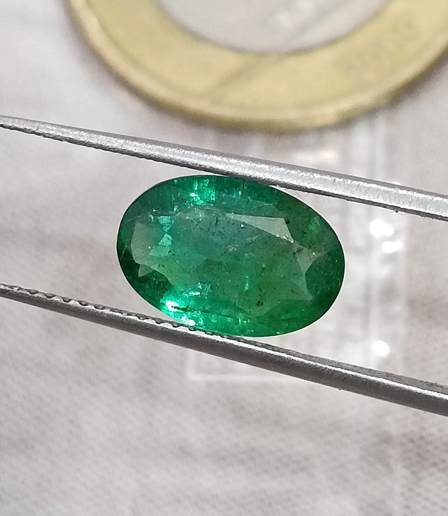 1.92ct Natural Emerald SGL Certified Deep Intense Green Oval Cut Loose Gemstone