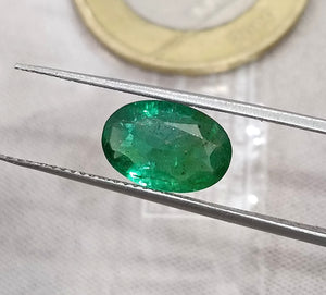 1.92ct Natural Emerald SGL Certified Deep Intense Green Oval Cut Loose Gemstone