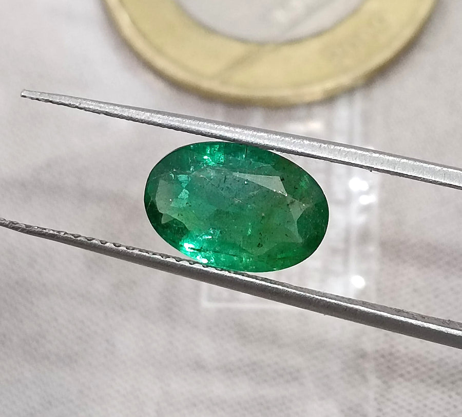 1.92ct Natural Emerald SGL Certified Deep Intense Green Oval Cut Loose Gemstone