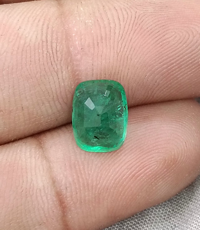 Swat Emerald 3.19ct Natural Certified Vibrant Spring Green Cushion Cut Loose Gemstone