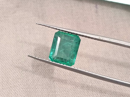2.17ct Natural Emerald Medium Light Green Zambian Octagon Cut Stone