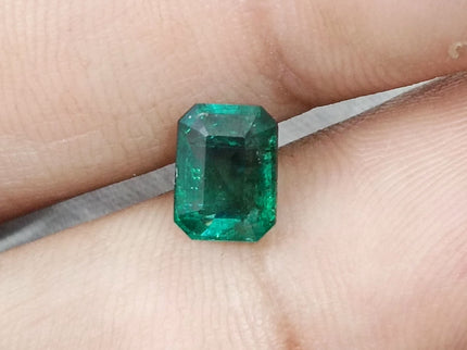 1.58ct Natural Emerald Deep Green Zambian Octagon Cut Loose Gemstone