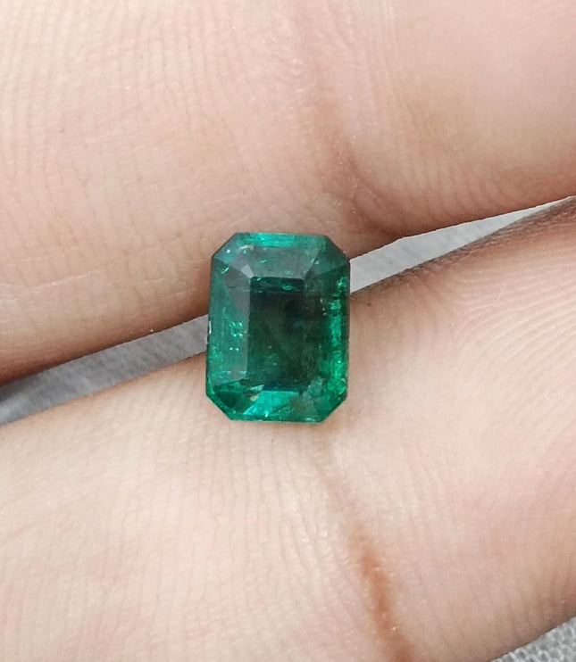 1.58ct Natural Emerald Deep Green Zambian Octagon Cut Loose Gemstone