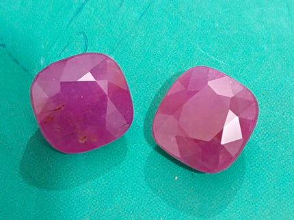 15.02ct Matched African Ruby Pair Natural Unheated Purplis Red Cushion Cut Loose Gemstone
