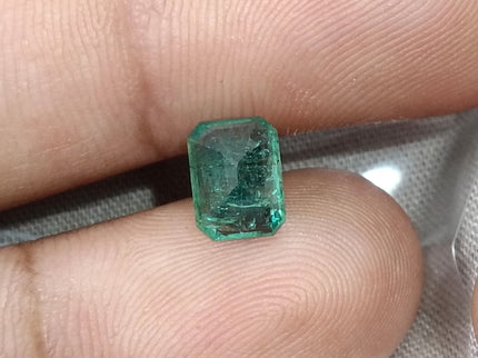1.38ct Natural Emerald SGL Certified Zambian Medium Slightly Bluish Green Octagon Gemstone