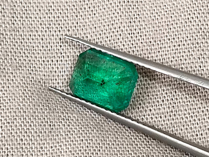 1.95ct Zambian Emerald, Medium Bright Green Octagon Cut Certified Natural Loose Gemstone