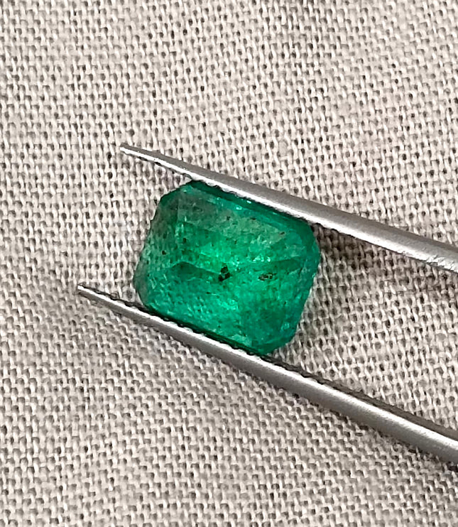 1.95ct Zambian Emerald, Medium Bright Green Octagon Cut Certified Natural Loose Gemstone