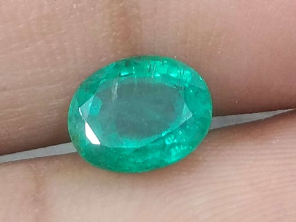 Certified 1.56ct Natural Zambian Emerald Deep Green Oval Cut Loose Gemstone