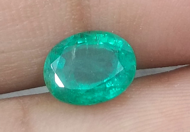 GSI Certified 1.56ct Deep Green Natural Emerald Minor Oiled Loose Gemstone