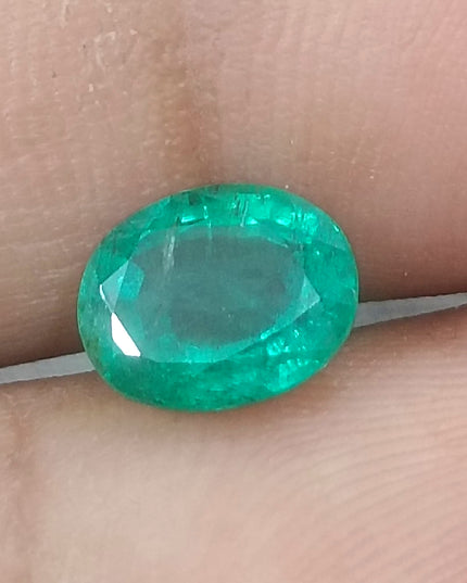GSI Certified 1.56ct Deep Green Natural Emerald Minor Oiled Loose Gemstone