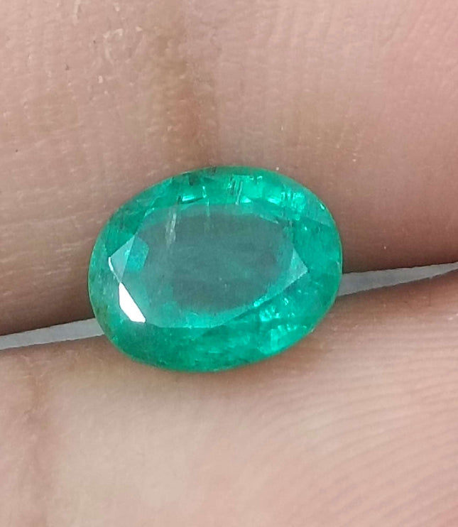 Certified 1.56ct Natural Zambian Emerald Deep Green Oval Cut Loose Gemstone