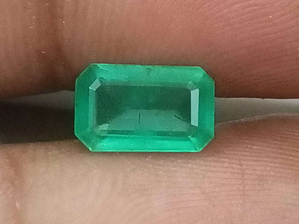 Certified 1.52ct Natural Zambian Emerald Stone Medium Green Octagon Cut Gemstone
