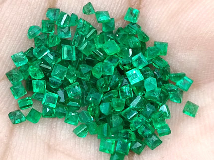 Natural Emerald Lot Calibrated 6.55ct Princess Cut Medium Deep Vivid Green Stones